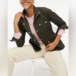 J. CREW Hunter Army Green Downtown Field Utility Military Resin Jacket S…